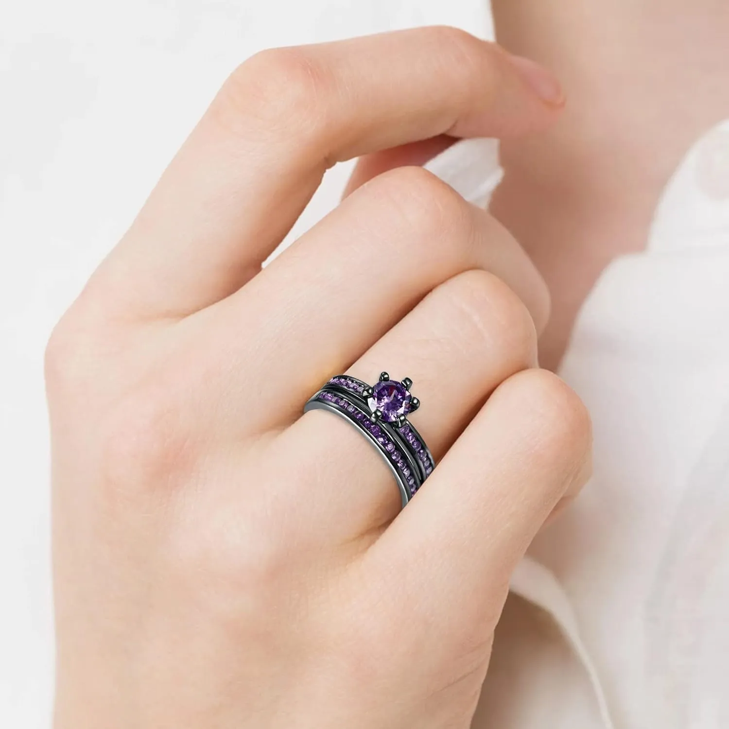 Art Deco Style Blue Square Princess Cut Solitaire CZ Engagement Anniversary Wedding Ring Set For Women 925