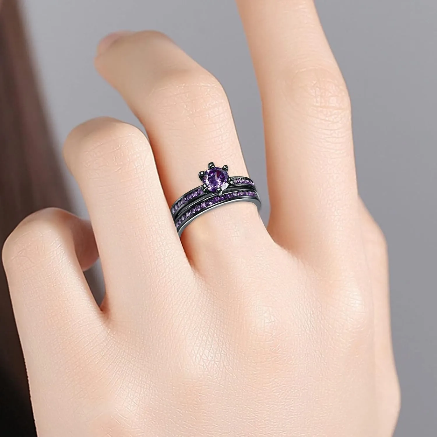 Art Deco Style Blue Square Princess Cut Solitaire CZ Engagement Anniversary Wedding Ring Set For Women 925