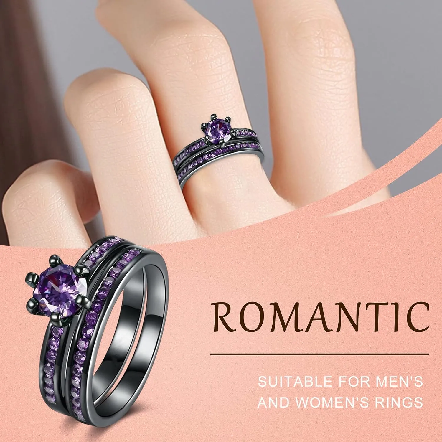 Art Deco Style Blue Square Princess Cut Solitaire CZ Engagement Anniversary Wedding Ring Set For Women 925