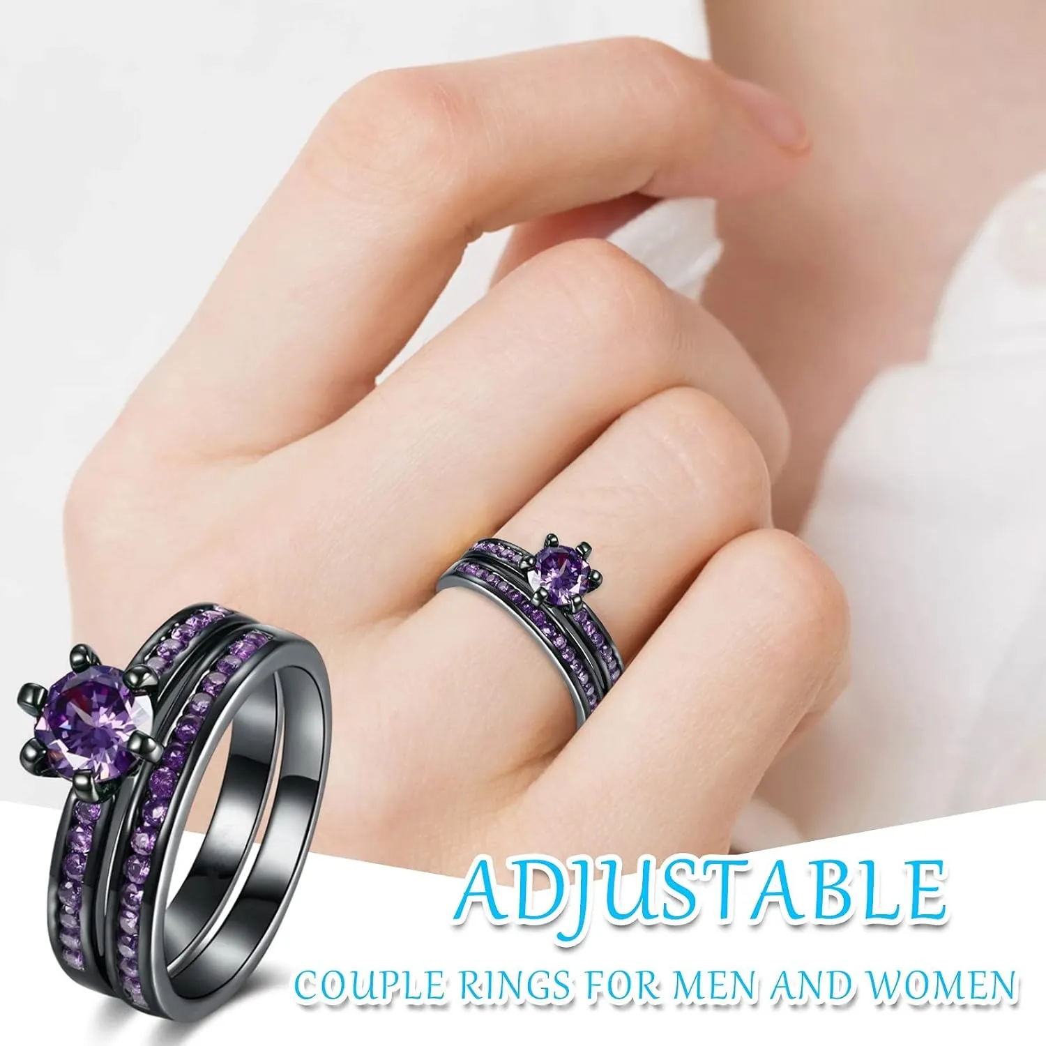 Art Deco Style Blue Square Princess Cut Solitaire CZ Engagement Anniversary Wedding Ring Set For Women 925