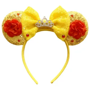 ASAHEL Mouse Ears Headbands Fashion Shiny Bows Mice Ears Birthday Parties Themed Events (Gold, Onesize)