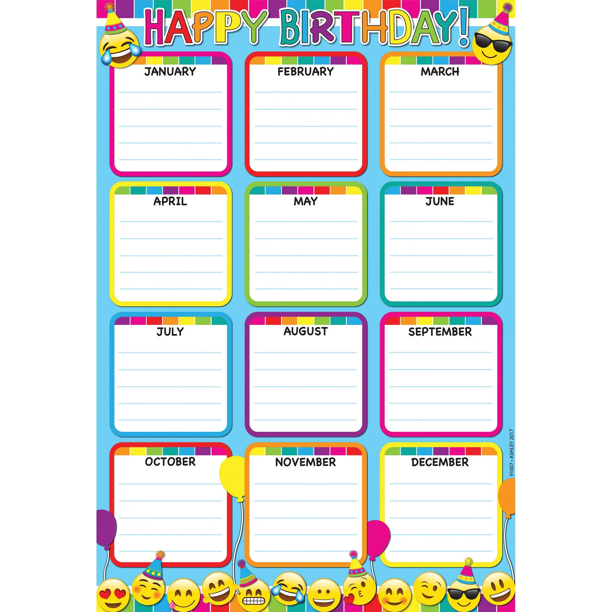 Ashley Productions Emoji Monthly Birthday Smart Poly™ Chart (discontinued)