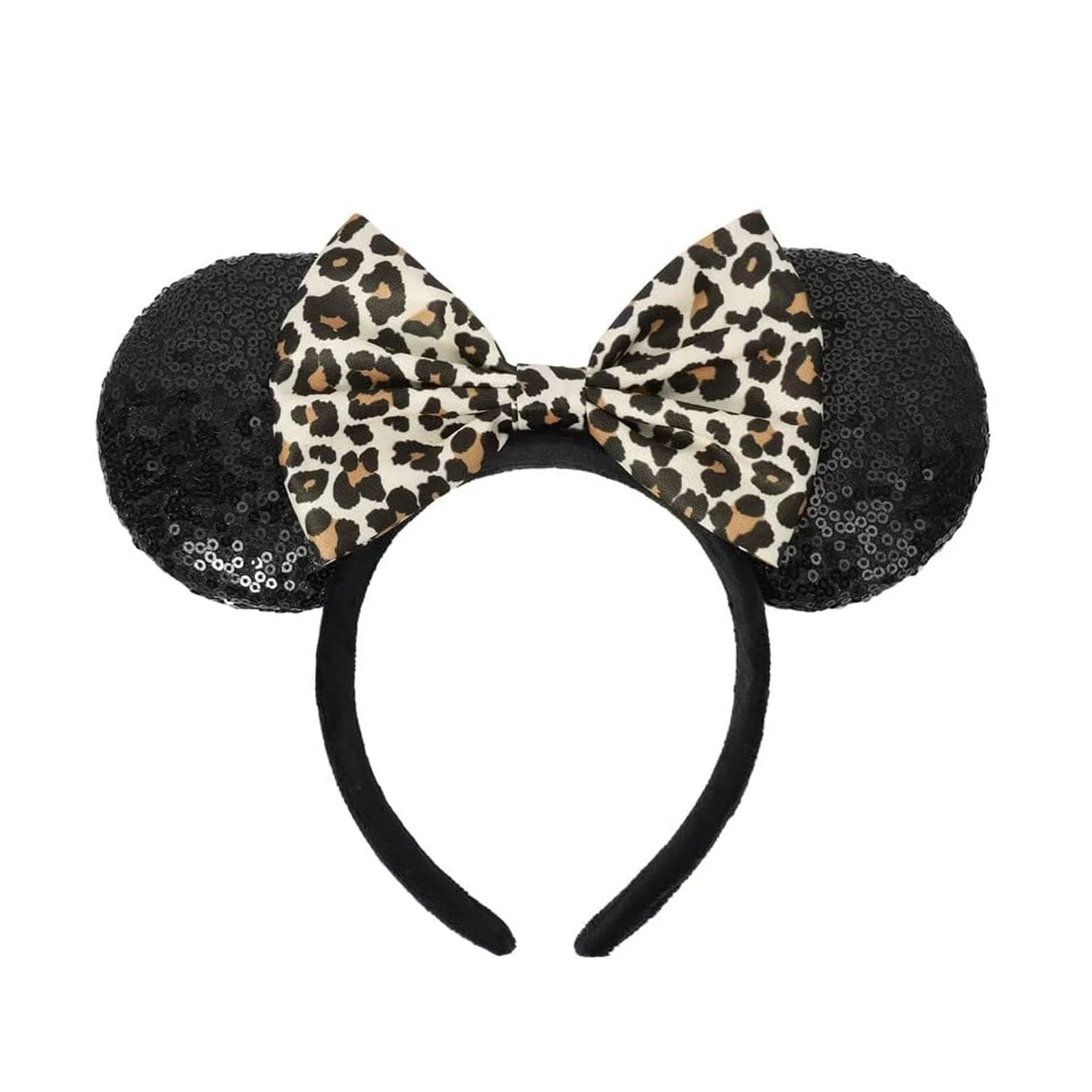 ASHONE Mouse Ears Headbands for Women Groups Mouse Ears Shiny Bows for Birthday Themed Events Accessories Party (Leopard, 1 Count (Pack of 1))