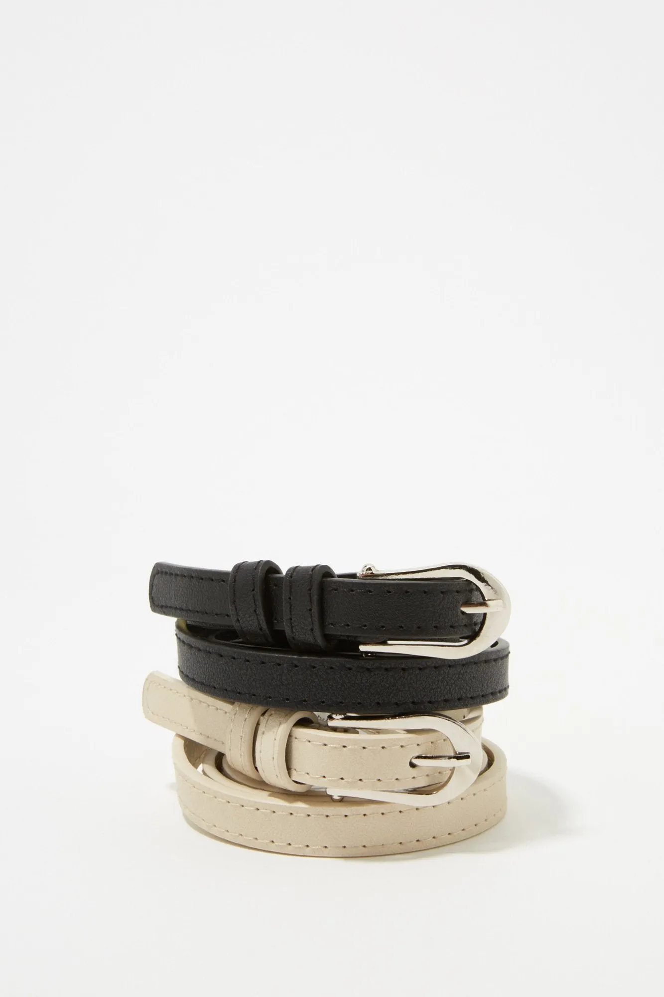 Assorted Faux-Leather Thin Belt Set (2 PC)