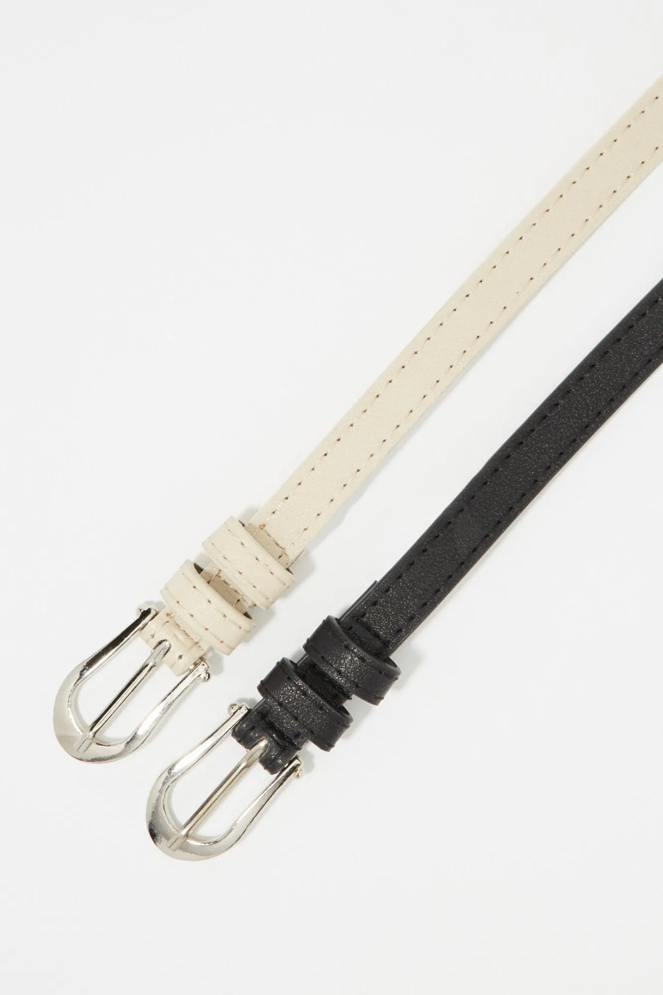 Assorted Faux-Leather Thin Belt Set (2 PC)