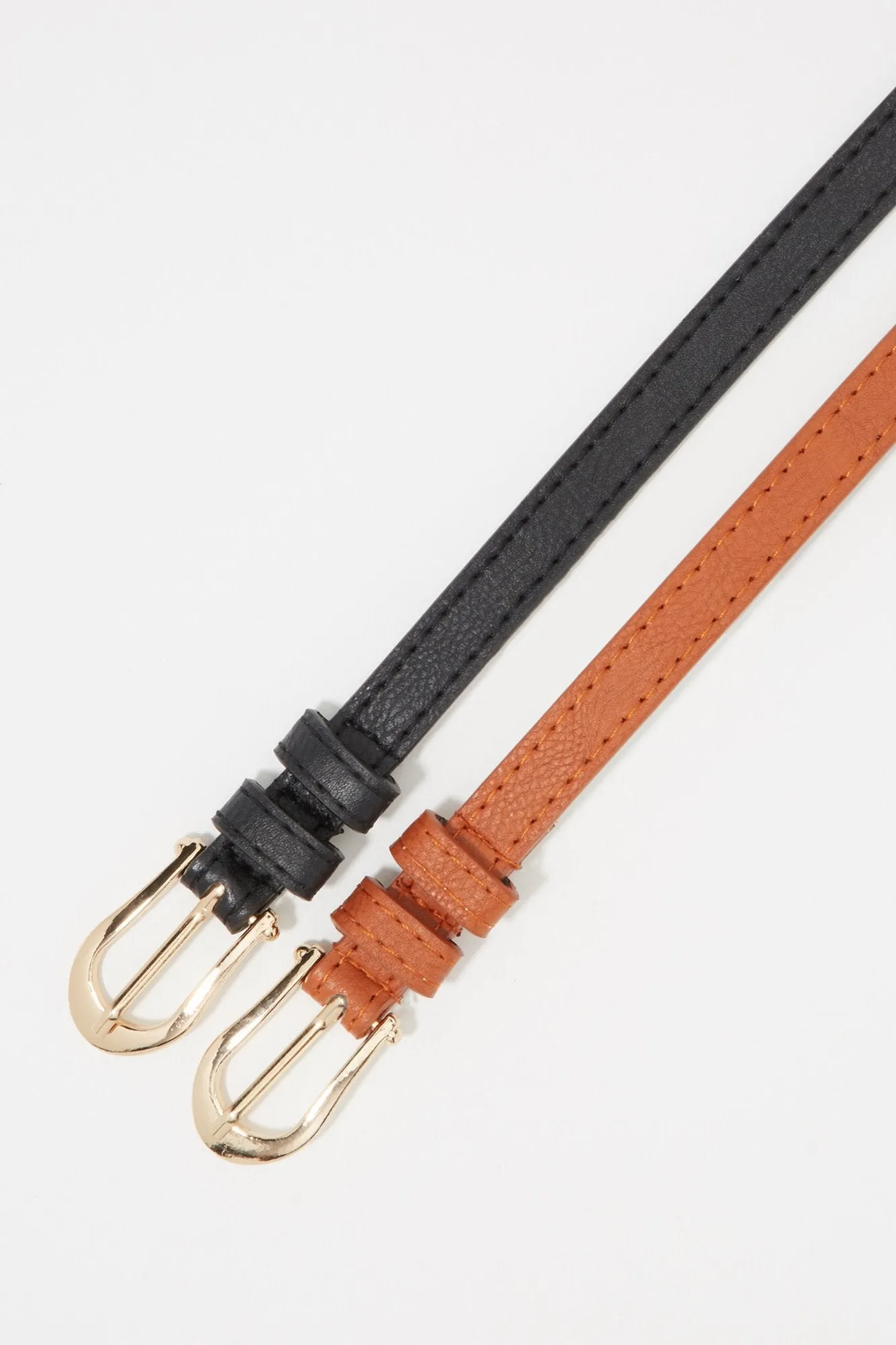 Assorted Faux-Leather Thin Belt Set (2 PC)