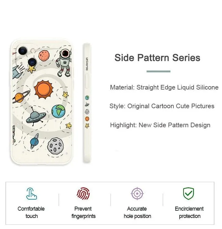 Astronaut Space Theme Side Pattern Design iPhone Protective Phone Case Cover