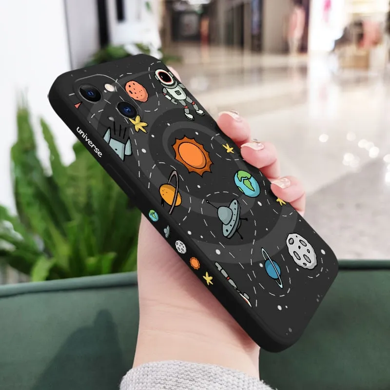Astronaut Space Theme Side Pattern Design iPhone Protective Phone Case Cover