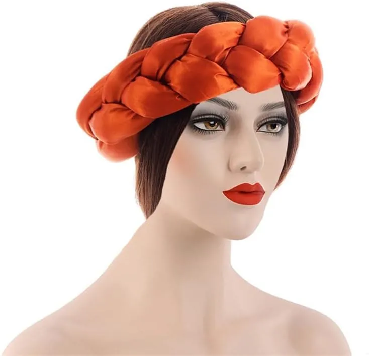 Attractive Satin Twist Braids Hair Tie Headbands for Women Hair Accessories Elastic Hair Bands Ladies Turban Bandage Headwear