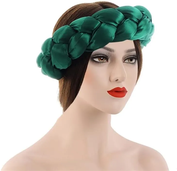Attractive Satin Twist Braids Hair Tie Headbands for Women Hair Accessories Elastic Hair Bands Ladies Turban Bandage Headwear
