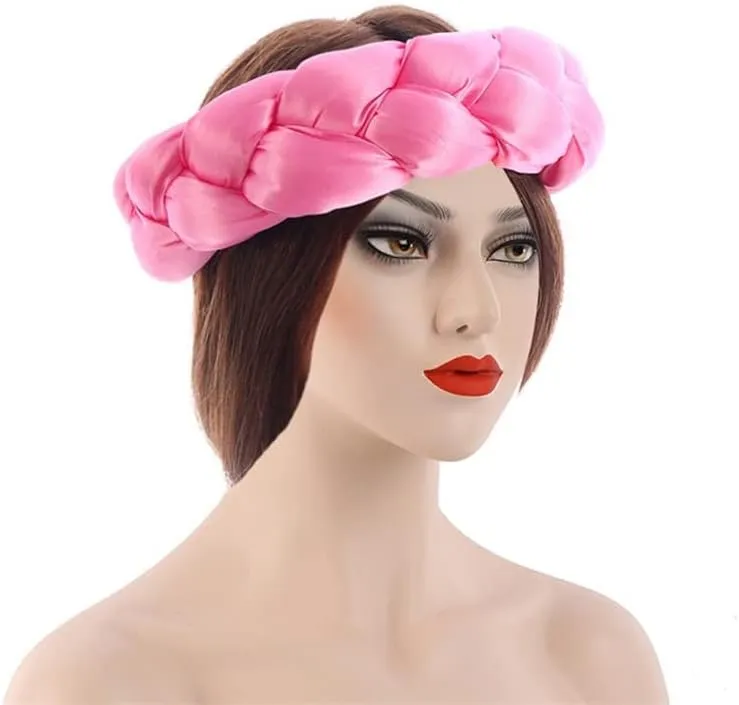 Attractive Satin Twist Braids Hair Tie Headbands for Women Hair Accessories Elastic Hair Bands Ladies Turban Bandage Headwear