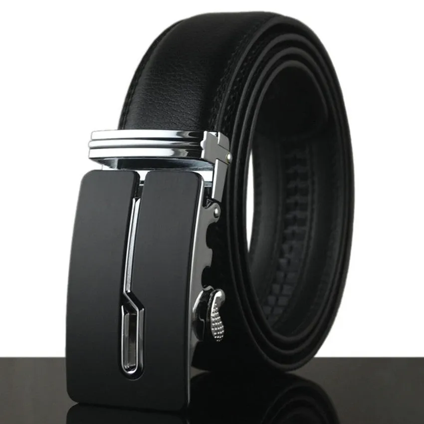Automatic Buckle Cowhide Leather Men's Belt