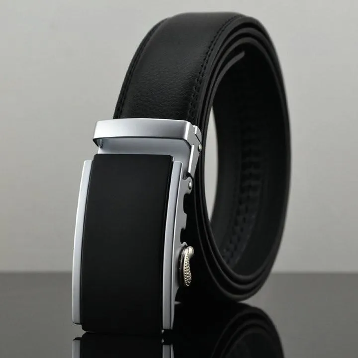 Automatic Buckle Cowhide Leather Men's Belt