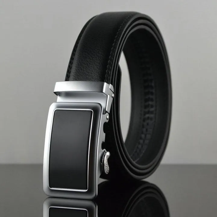 Automatic Buckle Cowhide Leather Men's Belt