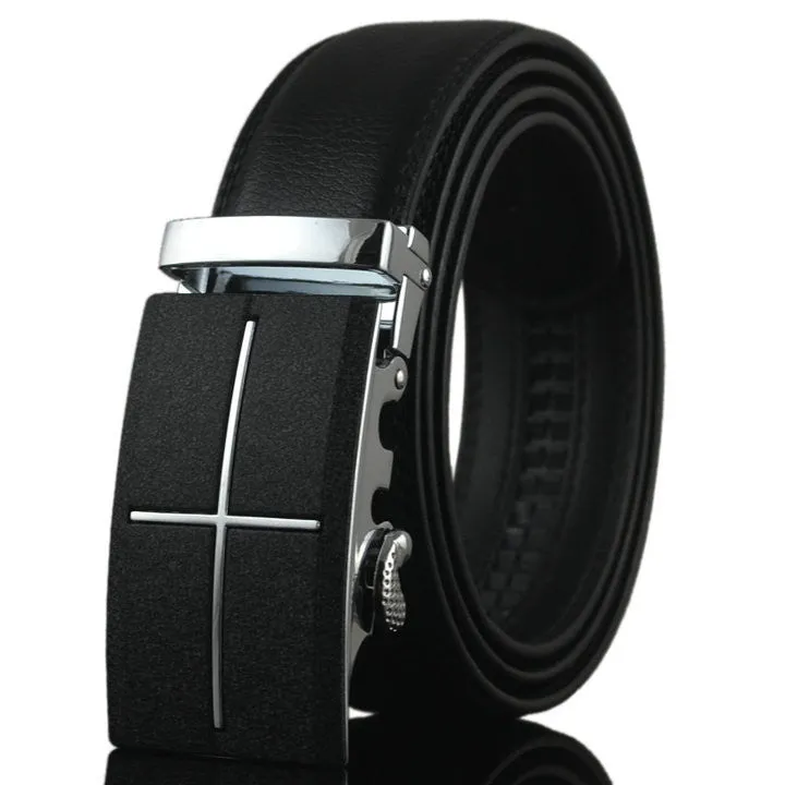 Automatic Buckle Cowhide Leather Men's Belt