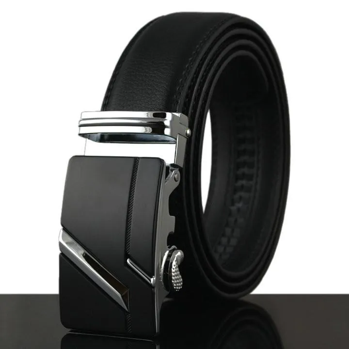 Automatic Buckle Cowhide Leather Men's Belt