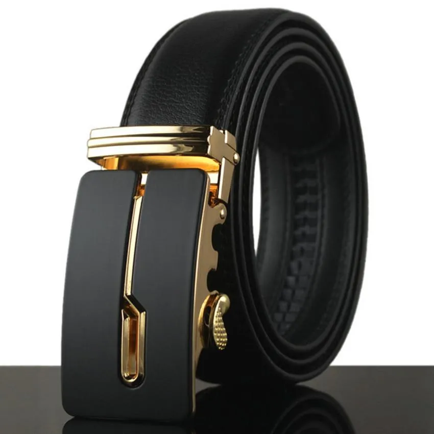 Automatic Buckle Cowhide Leather Men's Belt