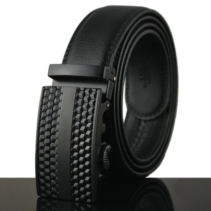 Automatic Buckle Cowhide Leather Men's Belt