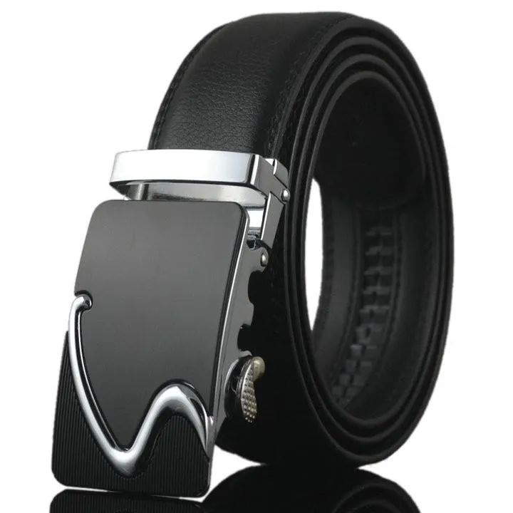 Automatic Buckle Cowhide Leather Men's Belt