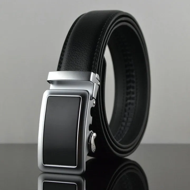 Automatic Buckle Cowhide Leather Men's Belt