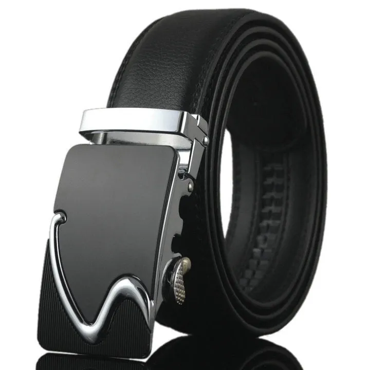 Automatic Buckle Cowhide Leather Men's Belt
