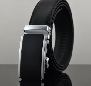 Automatic Buckle Cowhide Leather Men's Belt