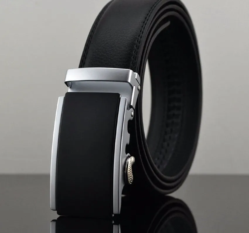 Automatic Buckle Cowhide Leather Men's Belt