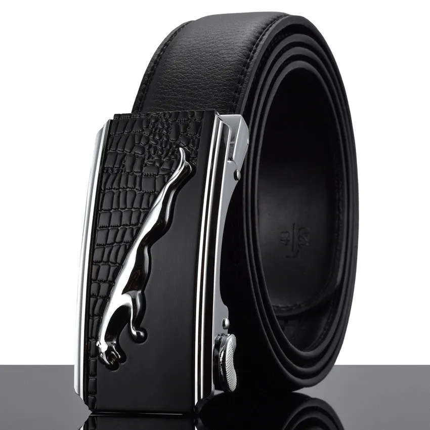 Automatic Buckle Cowhide Leather Men's Belt