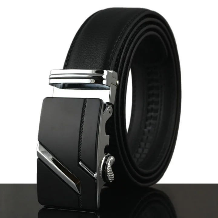 Automatic Buckle Cowhide Leather Men's Belt