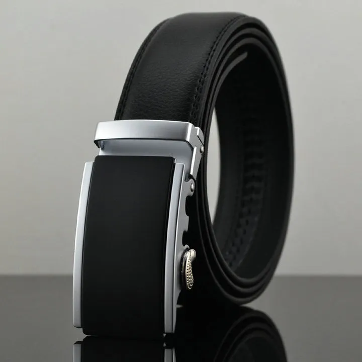Automatic Buckle Cowhide Leather Men's Belt
