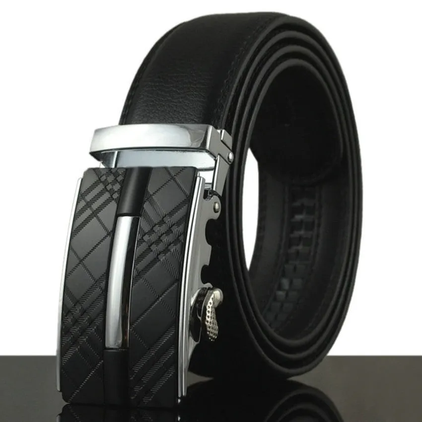 Automatic Buckle Cowhide Leather Men's Belt