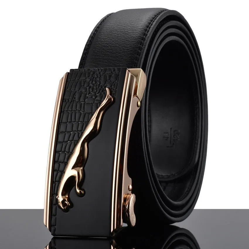 Automatic Buckle Cowhide Leather Men's Belt