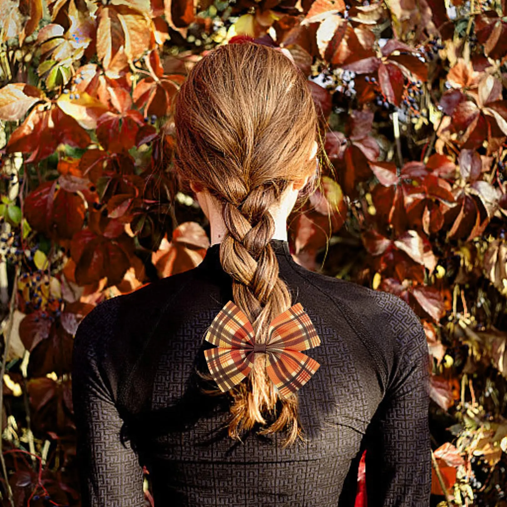 Autumn Bow Hair Clips for Toddler Baby Girls - 3Pcs Orange Plaid Fall Hair Bow Alligator Clips Barrettes Bow Thanksgiving Grosgrain Hairgrips Headwear Autumn Hair Accessories for Kids Girls Gifts