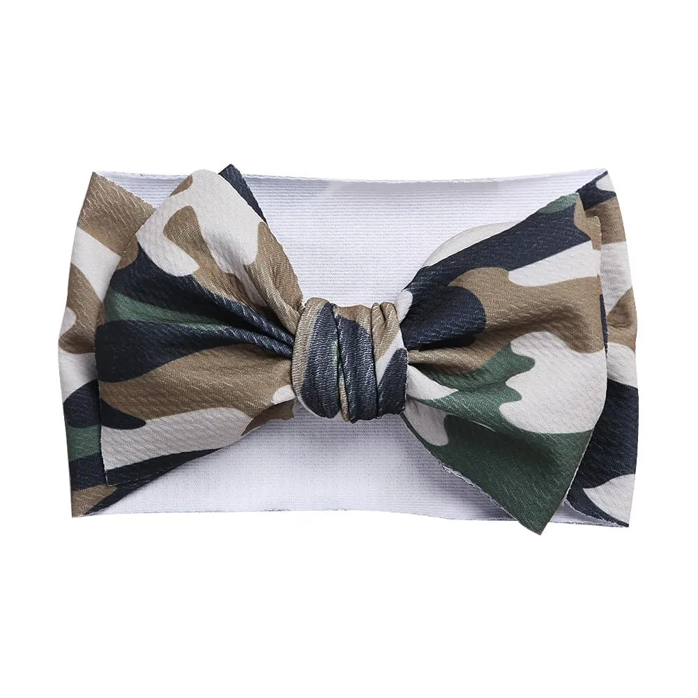 Baby Girls Camo Turban Headband Baby Camouflage Bowknot Baby Camo Hair Bow Headwear BBG81 (B1-Turban)