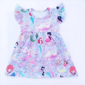 Baby Girls Mermaid Printed Milk Silk Dress