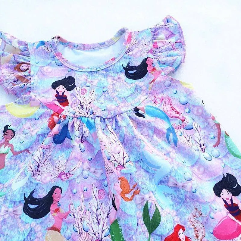 Baby Girls Mermaid Printed Milk Silk Dress