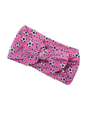Baby Girls Soccer Headband Turban Infant Football Hairband Bowknot Newborn Soccer Bow Headwarp BTB10 (A3)