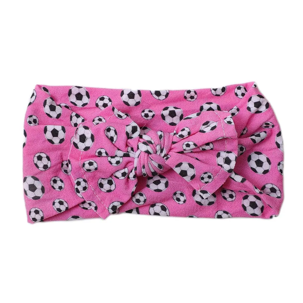 Baby Girls Soccer Headband Turban Infant Football Hairband Bowknot Newborn Soccer Bow Headwarp BTB10 (A3)