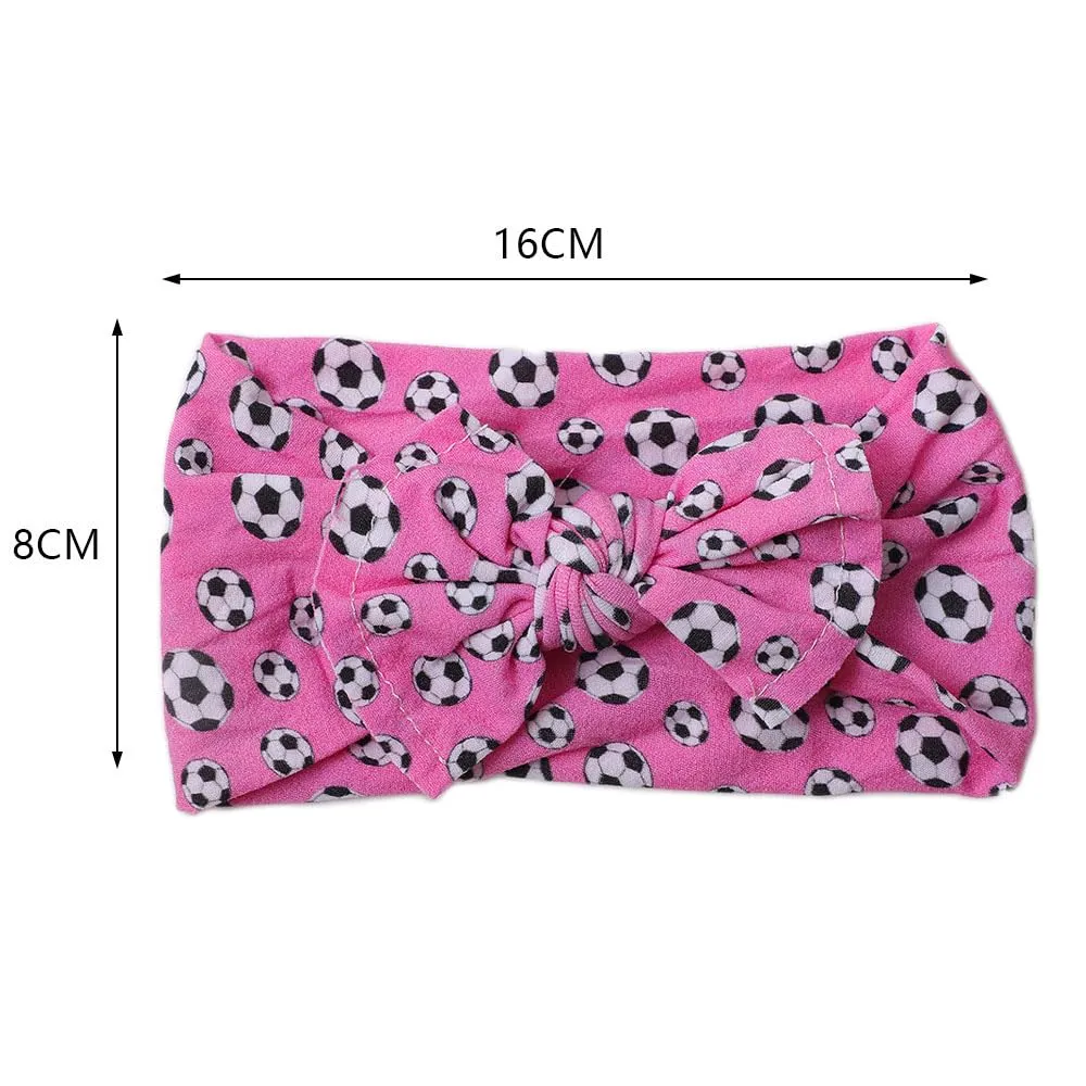Baby Girls Soccer Headband Turban Infant Football Hairband Bowknot Newborn Soccer Bow Headwarp BTB10 (A3)