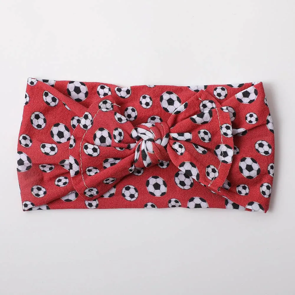 Baby Girls Soccer Headband Turban Infant Football Hairband Bowknot Newborn Soccer Bow Headwarp BTB10 (A4)