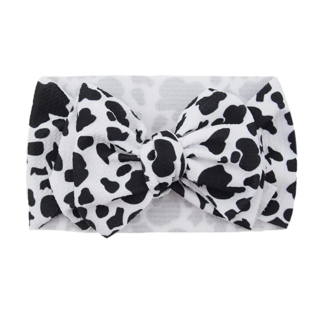 Baby Stria Turban Headband, Cow Print Hair Bows, and Headwrap BBG52 (B3-Turban)