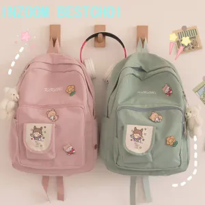 Backpacks Women Cartoon Printed Sweet Kawaii Large Capacity Students Bag Preppy Fashion Womens Korean Style Backpack Travel Bags