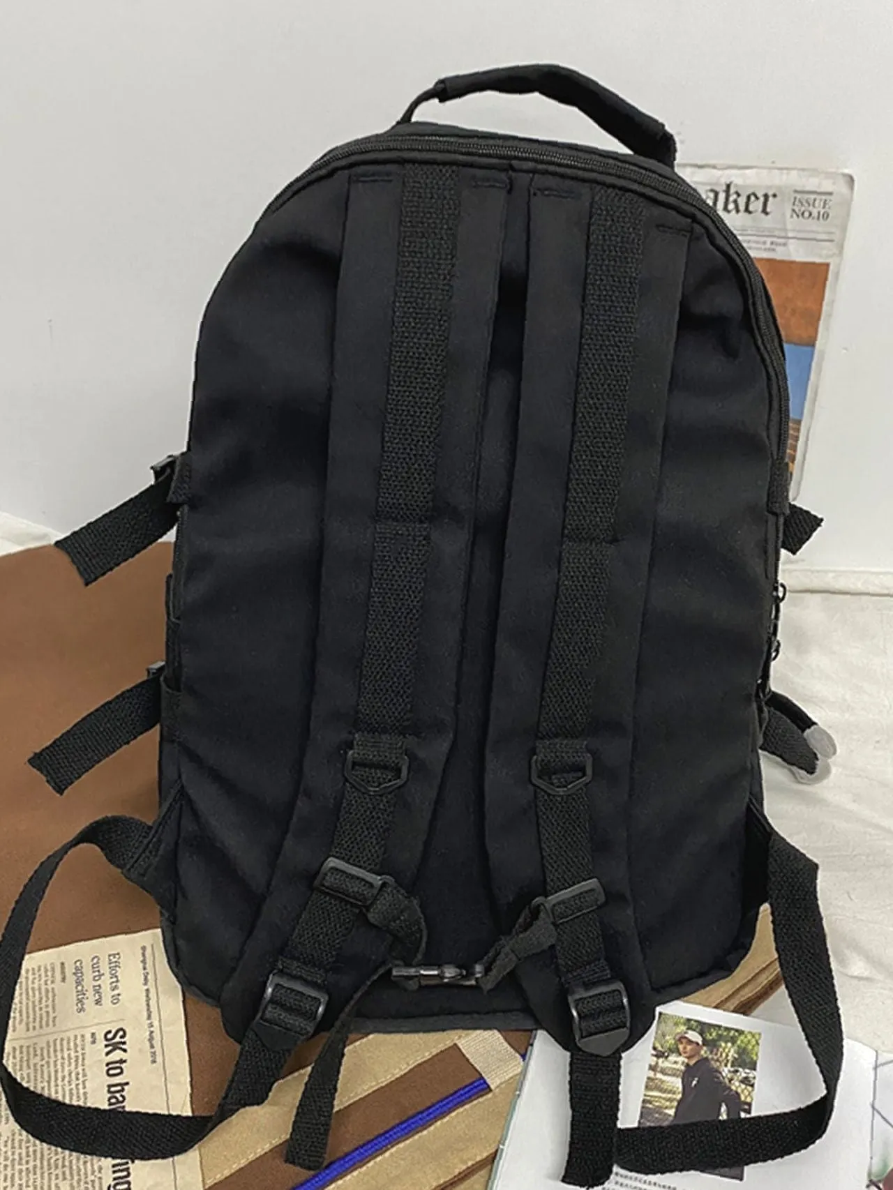 Bag For Love  Letter Patch Decor Functional Backpack with Cartoon Bag Charm   Women Backpacks