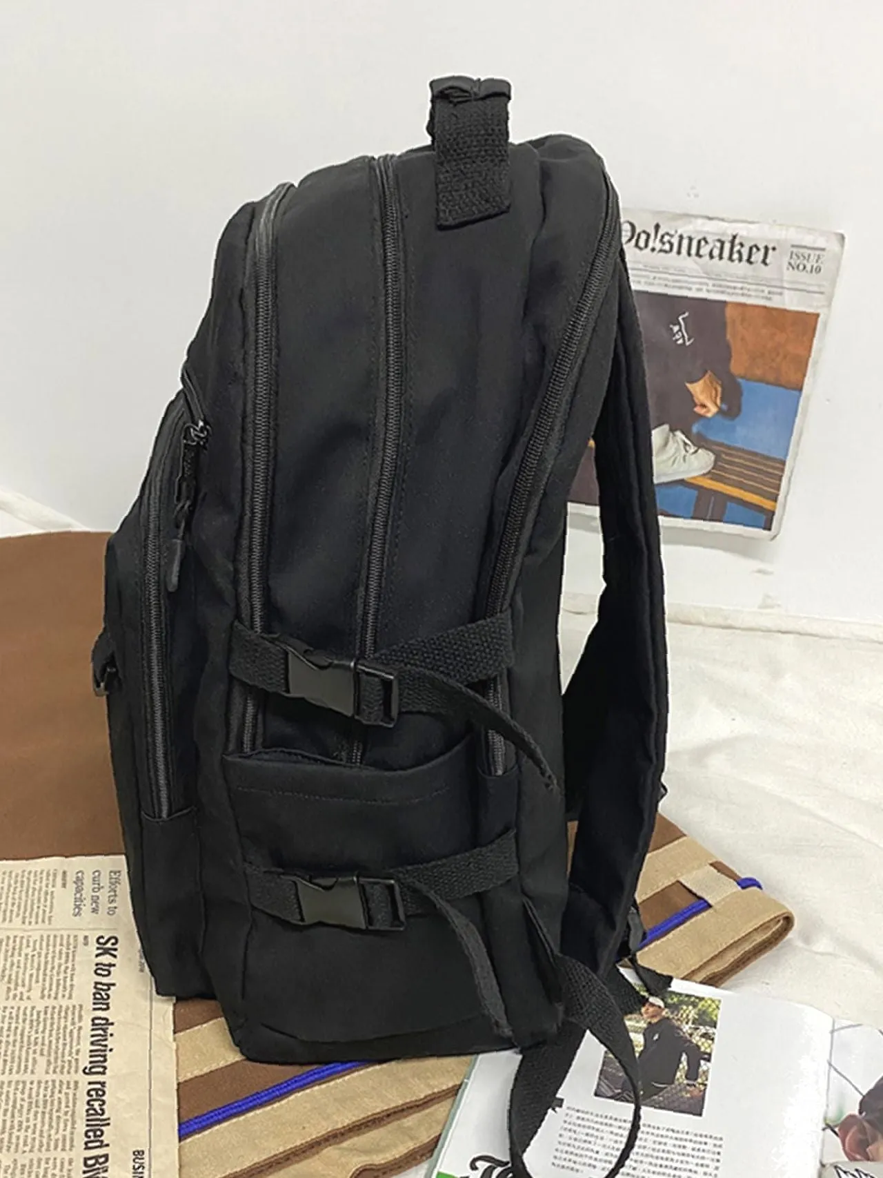 Bag For Love  Letter Patch Decor Functional Backpack with Cartoon Bag Charm   Women Backpacks