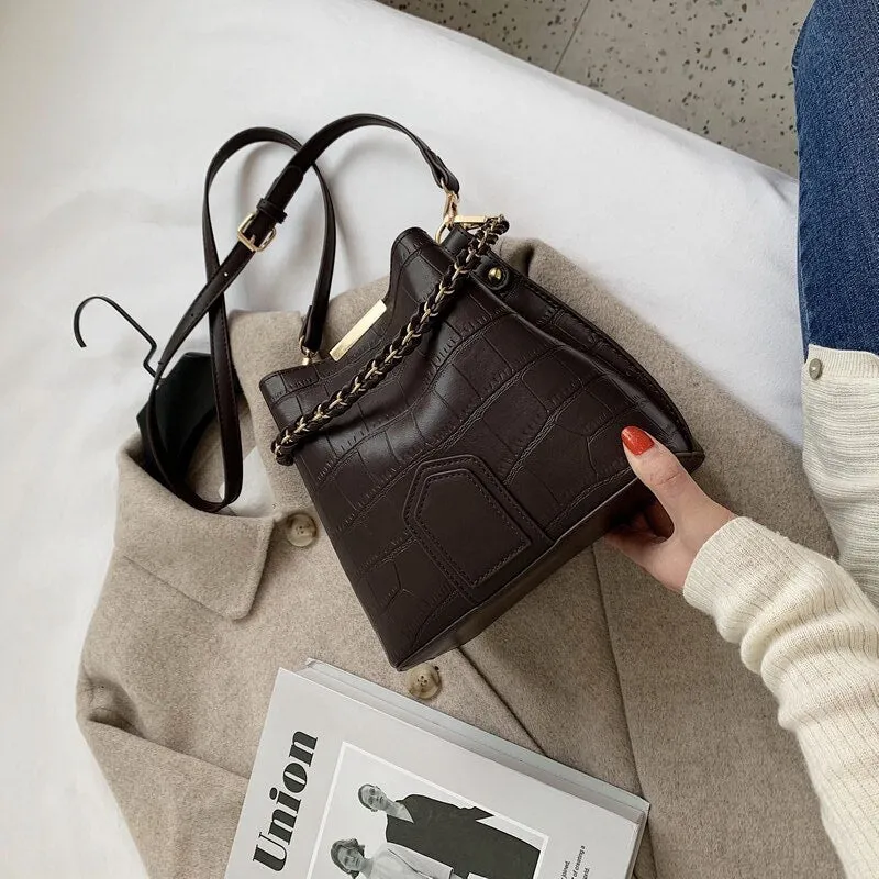 Bags For Women 2021 Newest Luxury Handbags Trendy Leather Bucket Bag Ladies Cat Bow-Knot Pattern Messenger Shoulder Bag Hot Sale