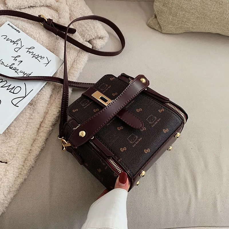 Bags For Women 2021 Newest Luxury Handbags Trendy Leather Bucket Bag Ladies Cat Bow-Knot Pattern Messenger Shoulder Bag Hot Sale