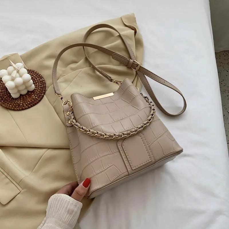 Bags For Women 2021 Newest Luxury Handbags Trendy Leather Bucket Bag Ladies Cat Bow-Knot Pattern Messenger Shoulder Bag Hot Sale