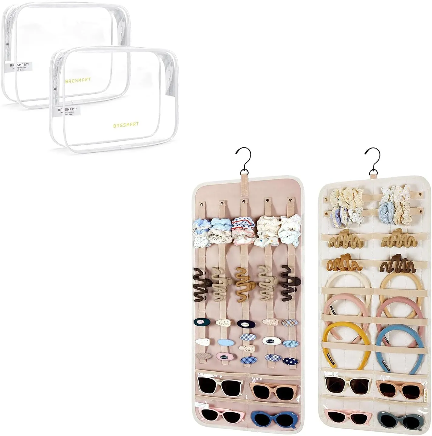 BAGSMART Clear Toiletry Bag Claw Clip Organizer
