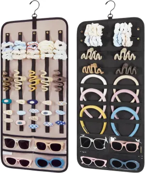 BAGSMART Hanging Jewelry Organizer Claw Clip Holder for Headbands, Sunglasses, Hair Clips, Claw Clips Double-Sided on Closet, Wall, Door, 1 piece, Large-Black