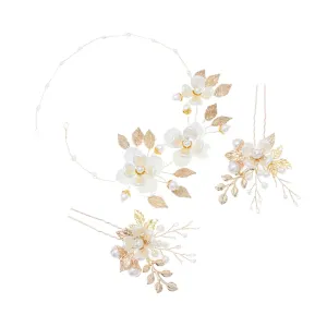 balacoo 3pcs Bridal Shell Headband Hairpins Set Headpiece Pearl Beaded u Shape Hairpin Jewelry Set for Wedding
